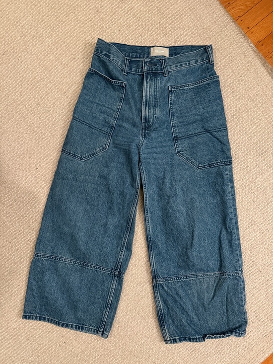 Everlane Denim - Everlane Gardener Wide Leg Utility Jeans in Dark Blue